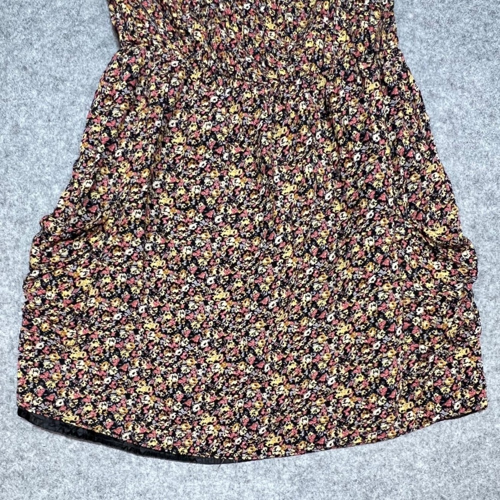 One Clothing Floral Lace Trim Mini Dress Yellow Pink Black Square Neck Medium - Picture 4 of 8